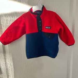 Patagonia Kids Fleece Pullover in Red and Blue